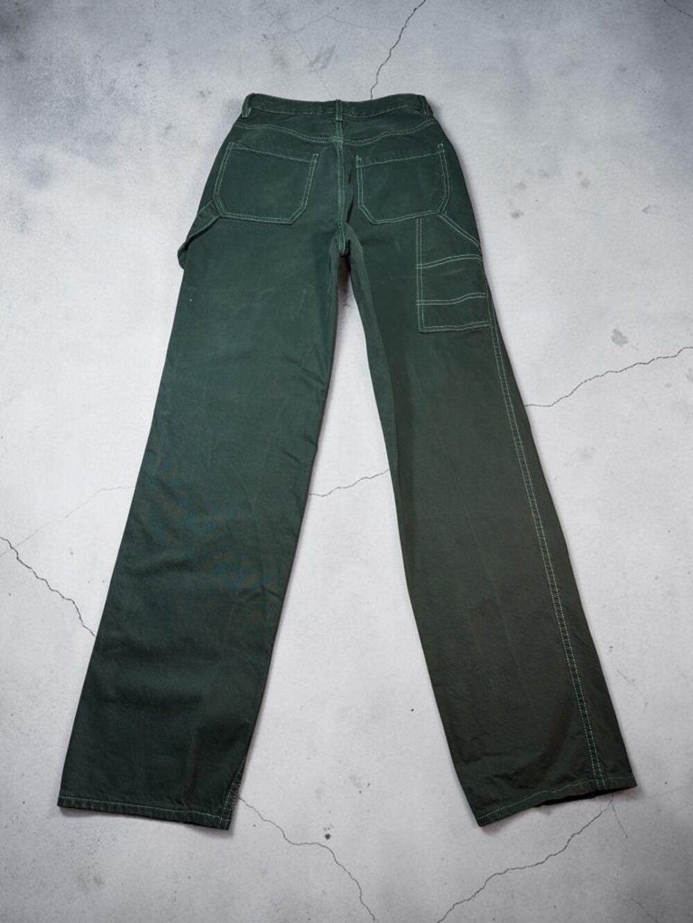 PacSun Green Cargo Pants Women's Size 26/28 Y2K Baggy Utility Contrast Stitch - Picture 2 of 14